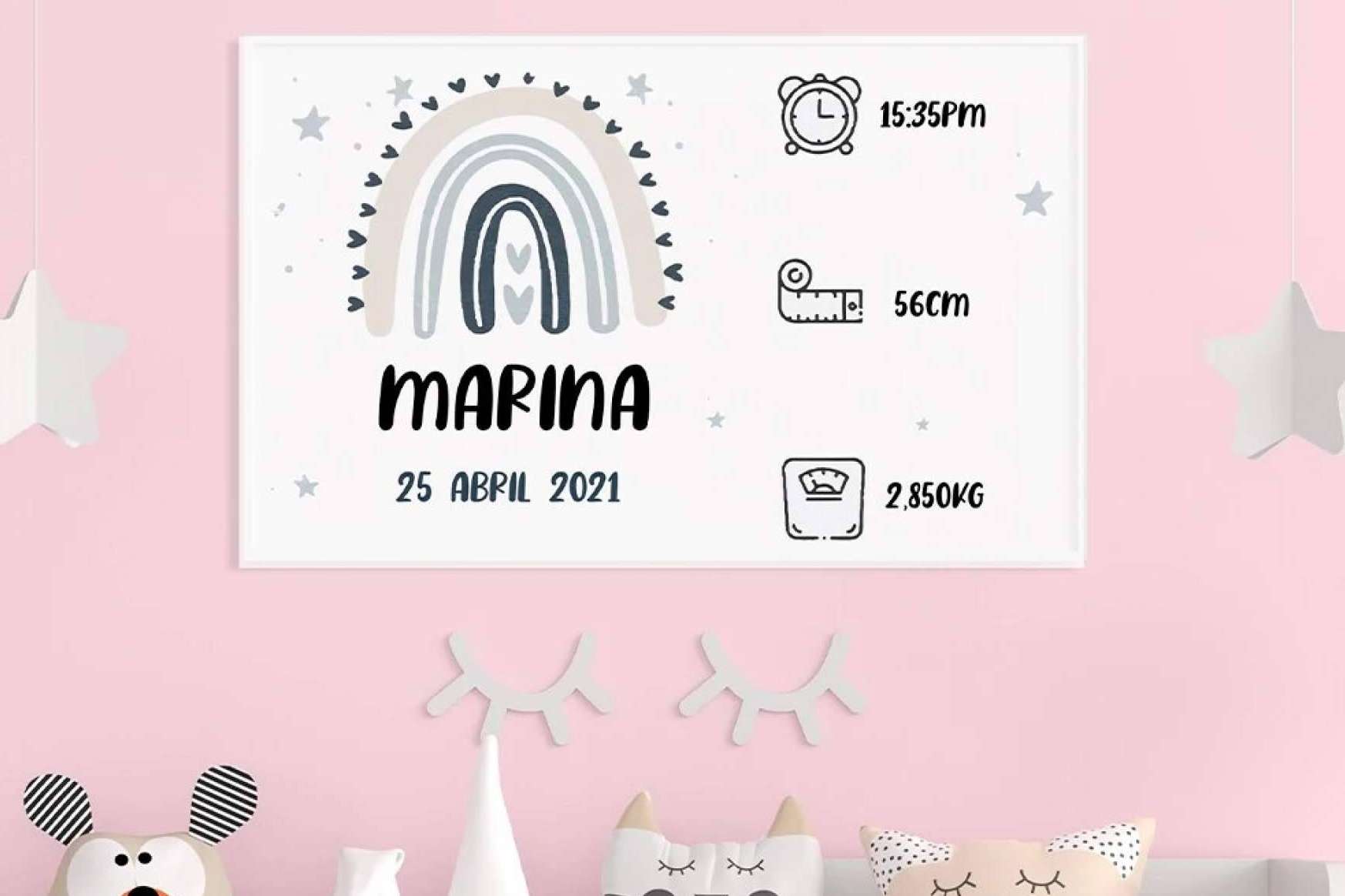 ¿Cómo son los lienzos personalizados para el nacimiento de un bebé de Ve Alma?